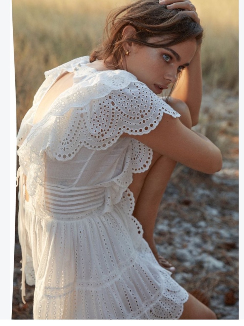 SIR.the label leina backless white eyelet ruffled frill mini dress US SZ XS/2